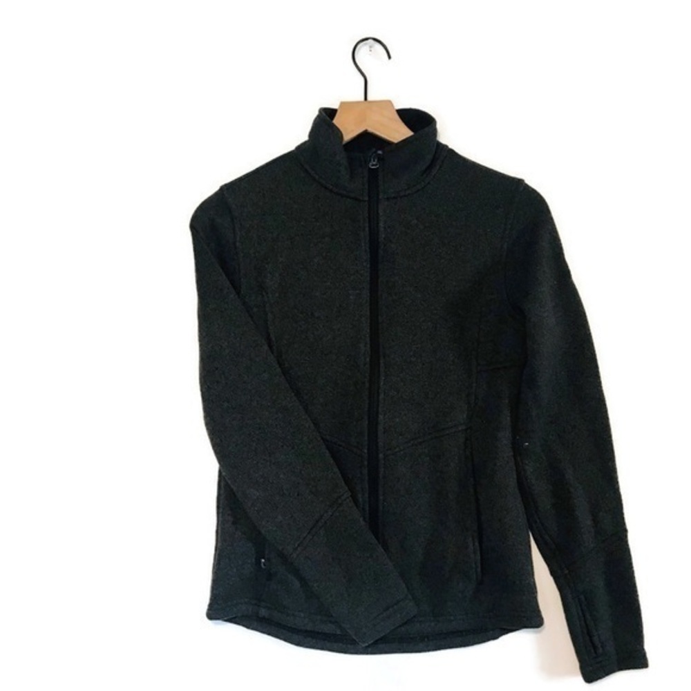 Spyder Gray Knit Zip Up Mock Neck Heather Black Gray Jacket Women’s Size Small